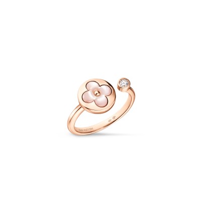 LOUIS VUITTON COLOR BLOSSOM MINI SUN RING, PINK GOLD, PINK MOTHER-OF-PEARL AND DIAMOND Q0S21E